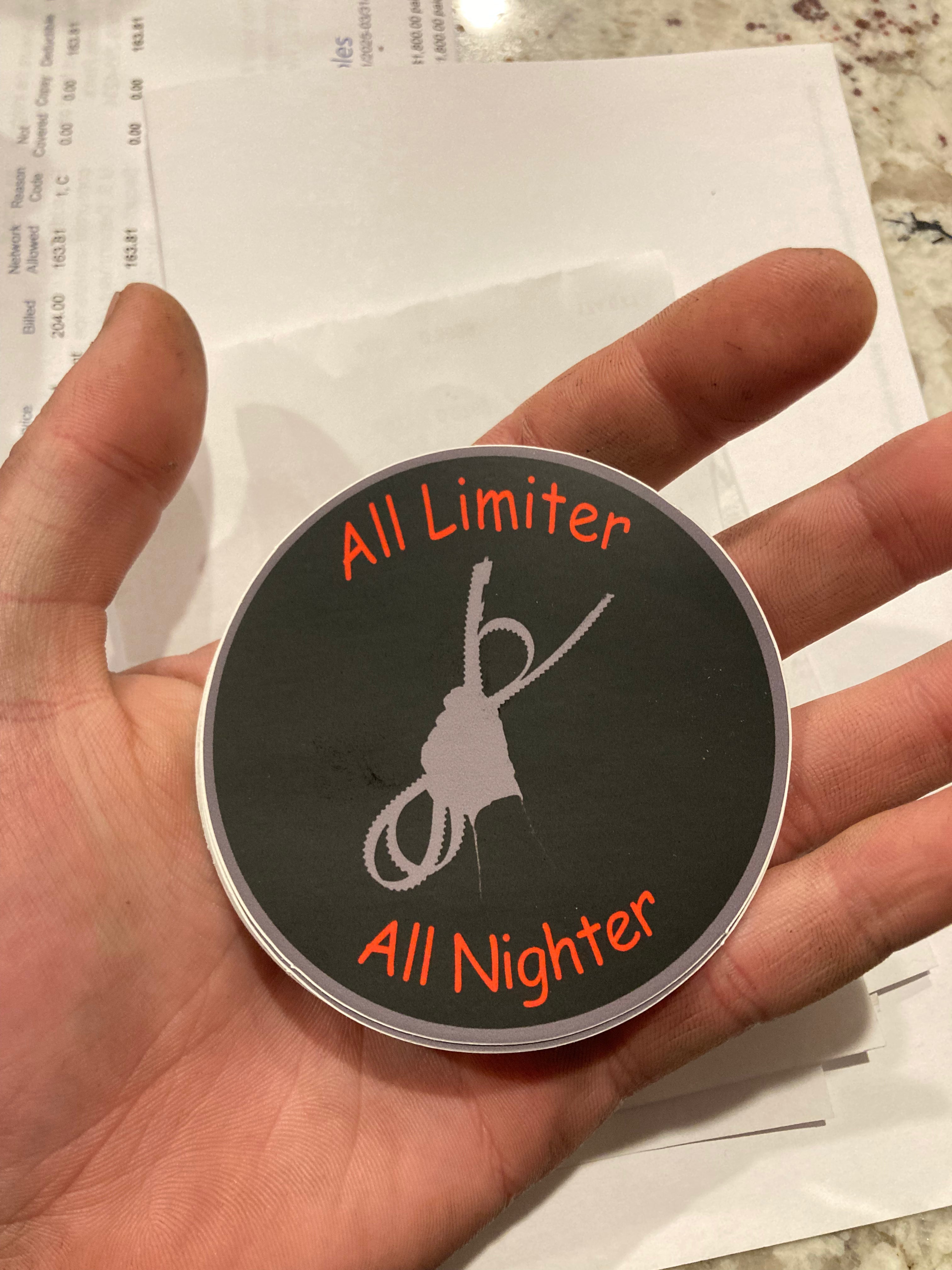 All Limiter, All Nighter 3in decal (Limited Edition)